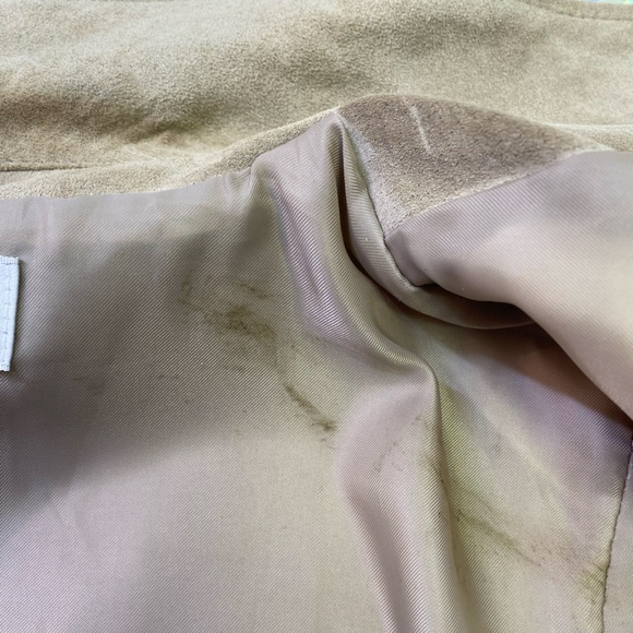 Alfani Woman Suede 100% Leather Button Blazer Jacket Tan Boho Minimalist XL 1X - Picture 12 of 13